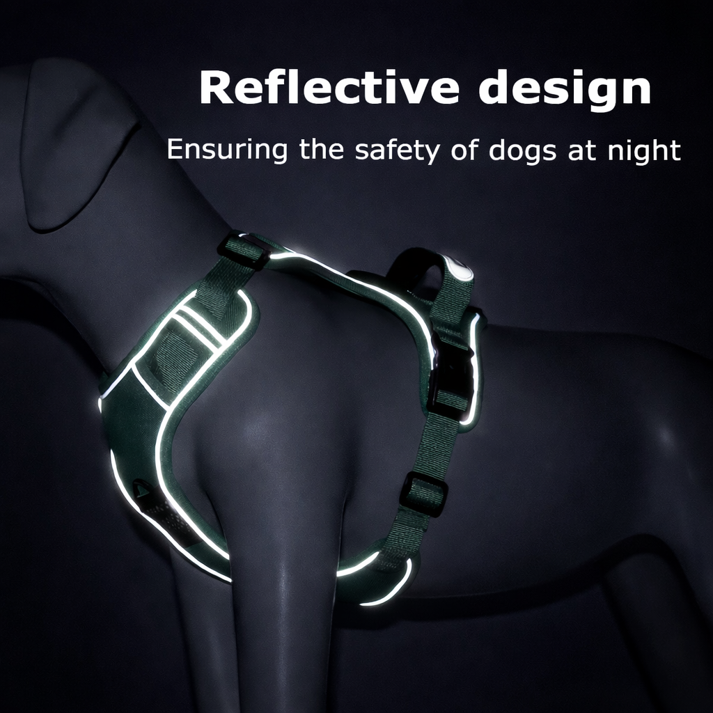 Dog Harness with Airtag Holder and Leash Set-Premium Oxford Breathable Material Durable Reflective Dog Harness and Leash Set
